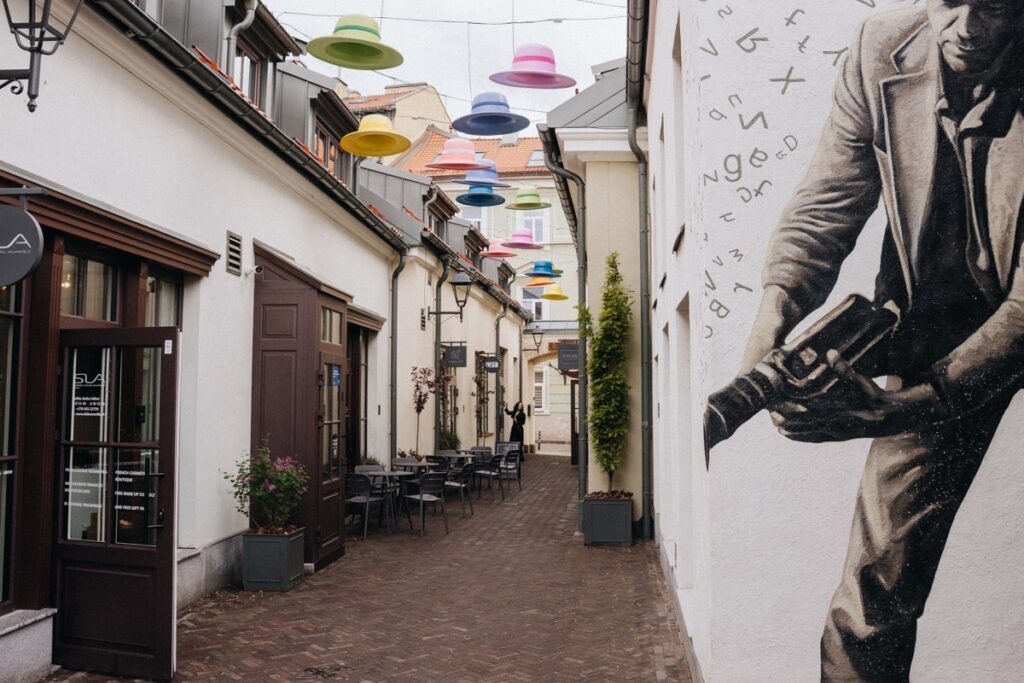 Die modernere Einkaufsstraße in Užupis